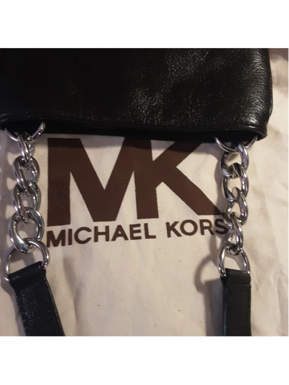 Michael Kors Black Pebbled Leather Crossbody Bag with Silver Hardware & Dust Bag